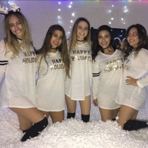 Happy holidaze white pajama dress